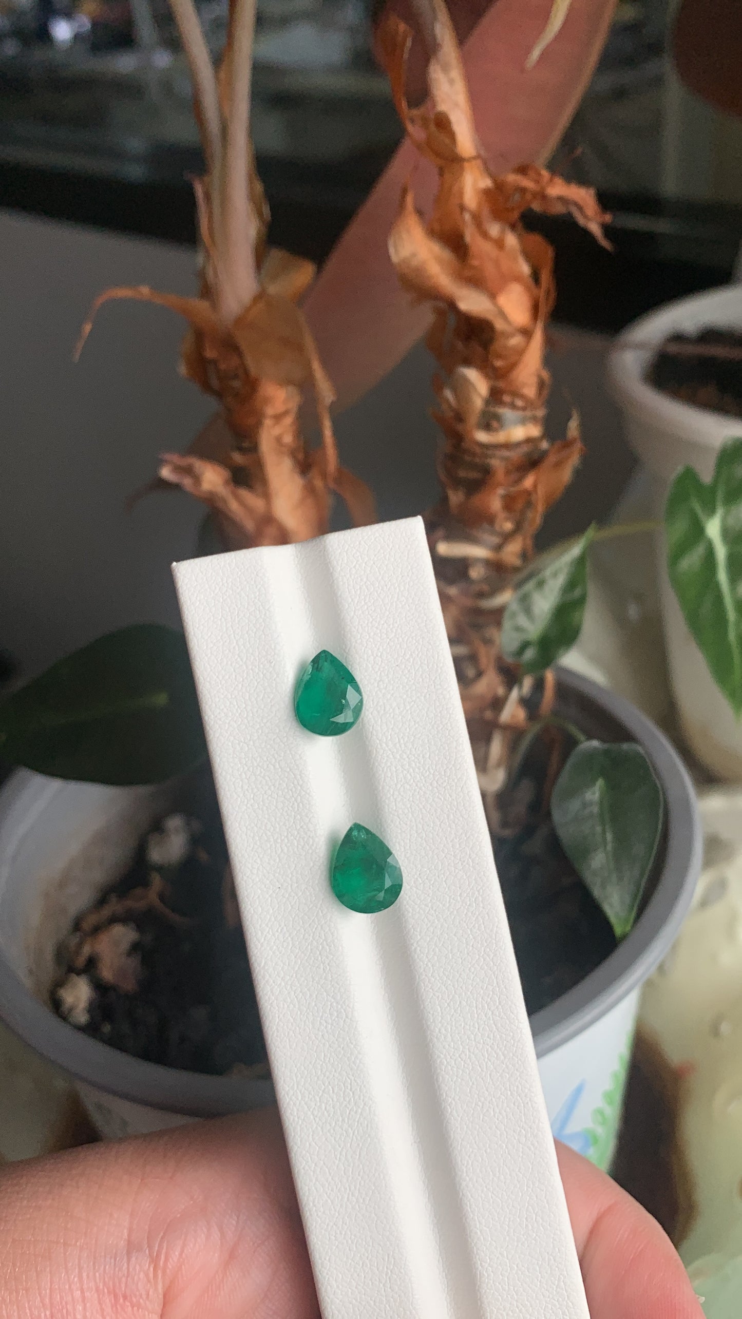 EX-070 Emerald Pear 2 pcs 3.88cts