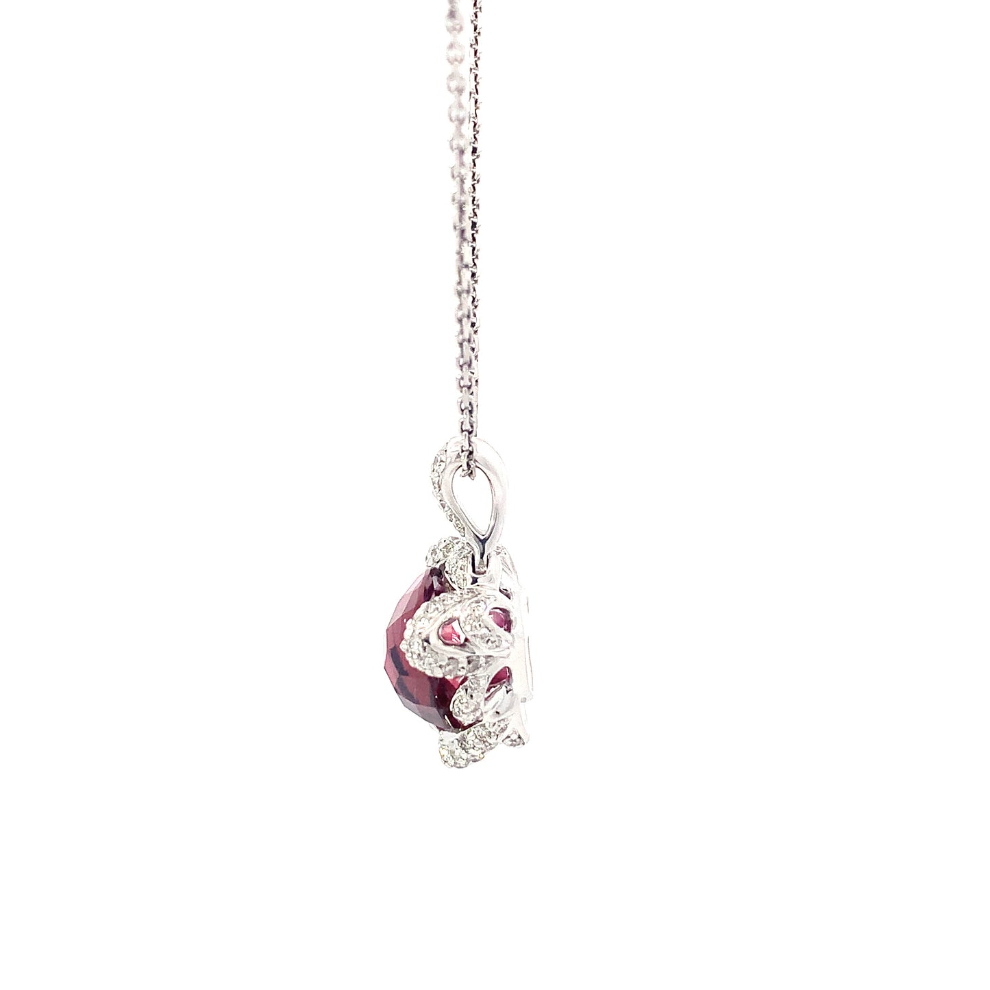 Pendant Diamond and Pink Tourmaline Trillion Briollete