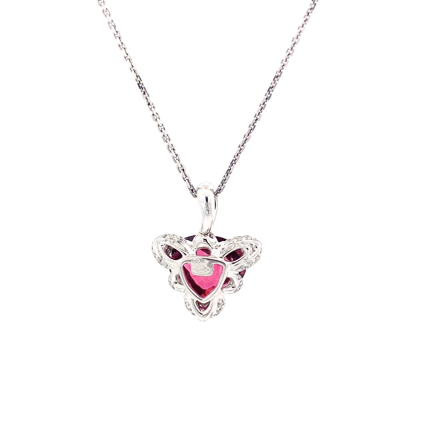 Pendant Diamond and Pink Tourmaline Trillion Briollete