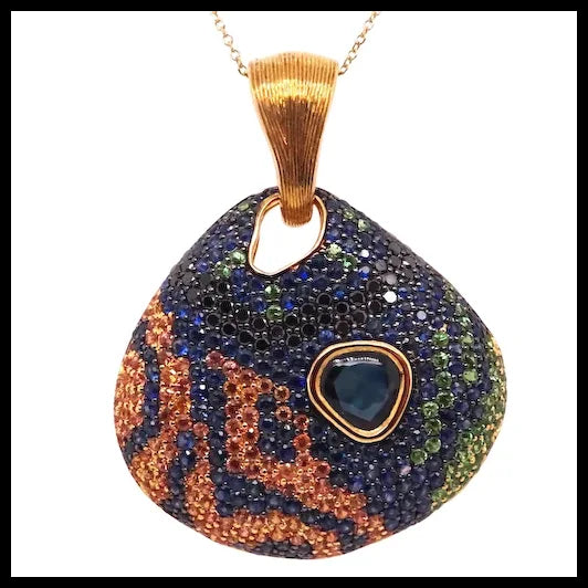 18K Gold Mandarin Dragonet Pendant with Diamonds, Sapphires and Tsavorites