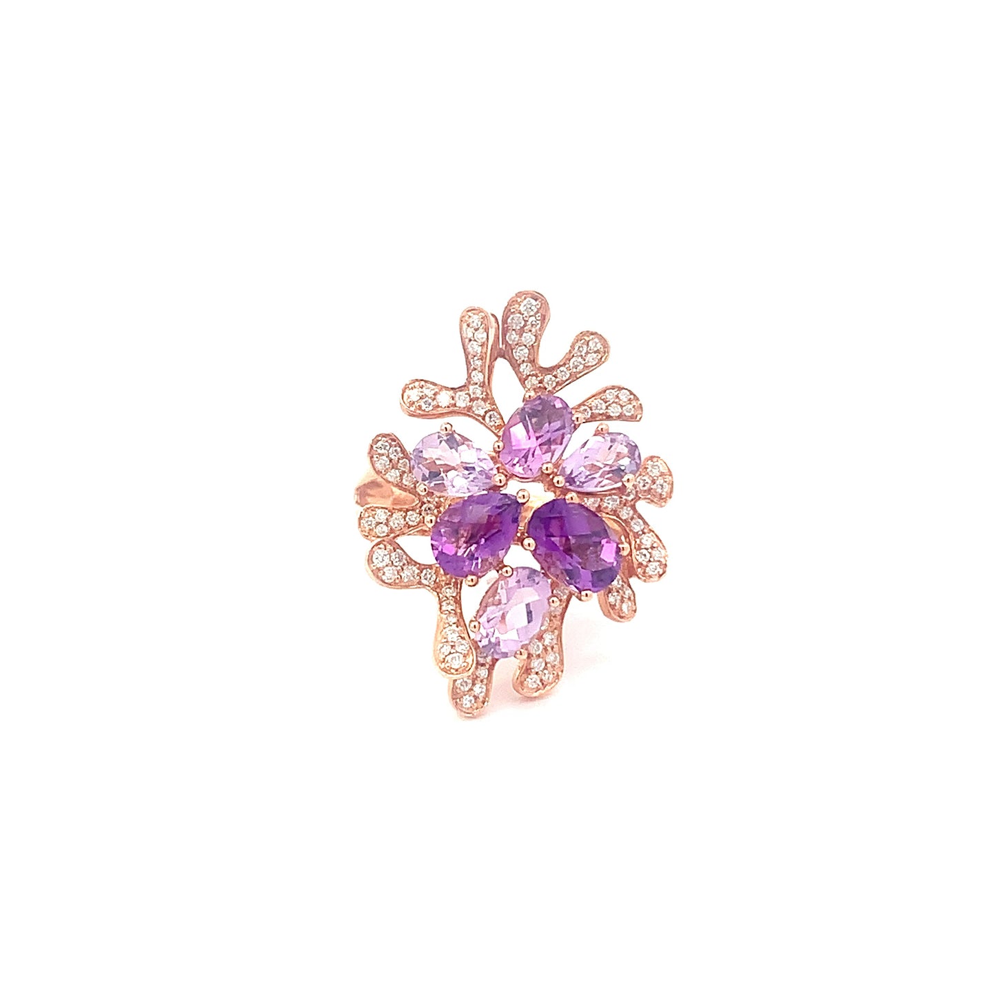 Rings Diamond and Amethyst flower