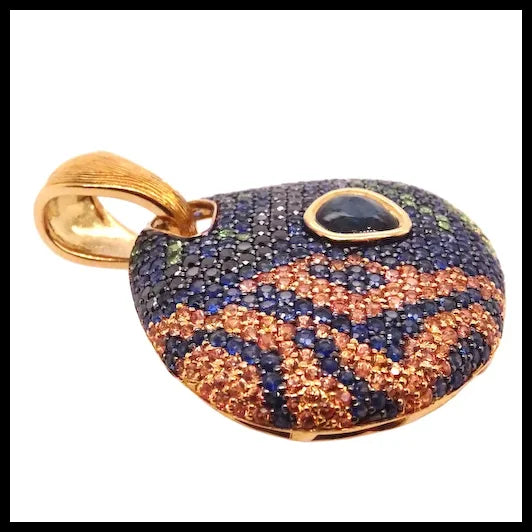 18K Gold Mandarin Dragonet Pendant with Diamonds, Sapphires and Tsavorites