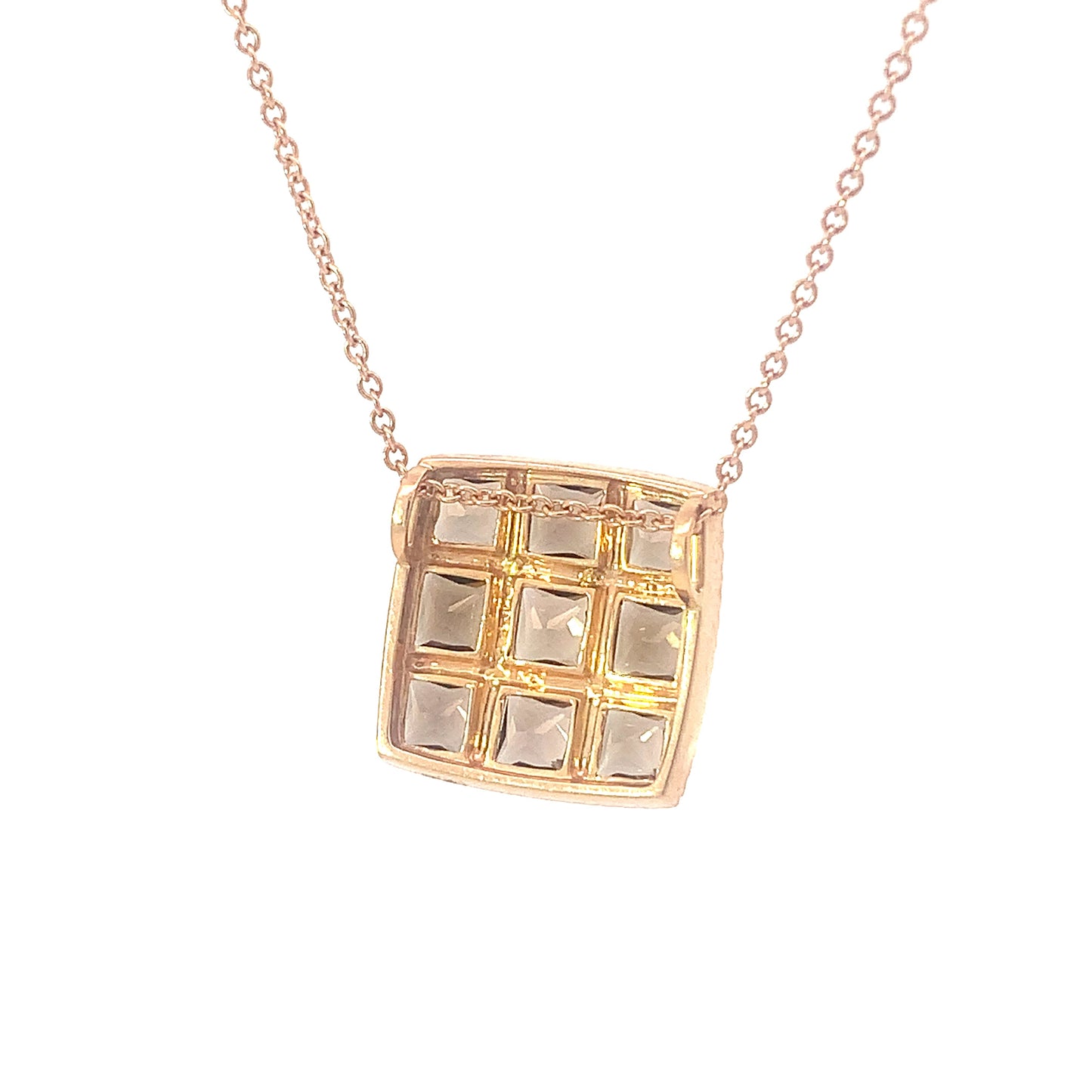 Necklace Diamond ans Quartz Square