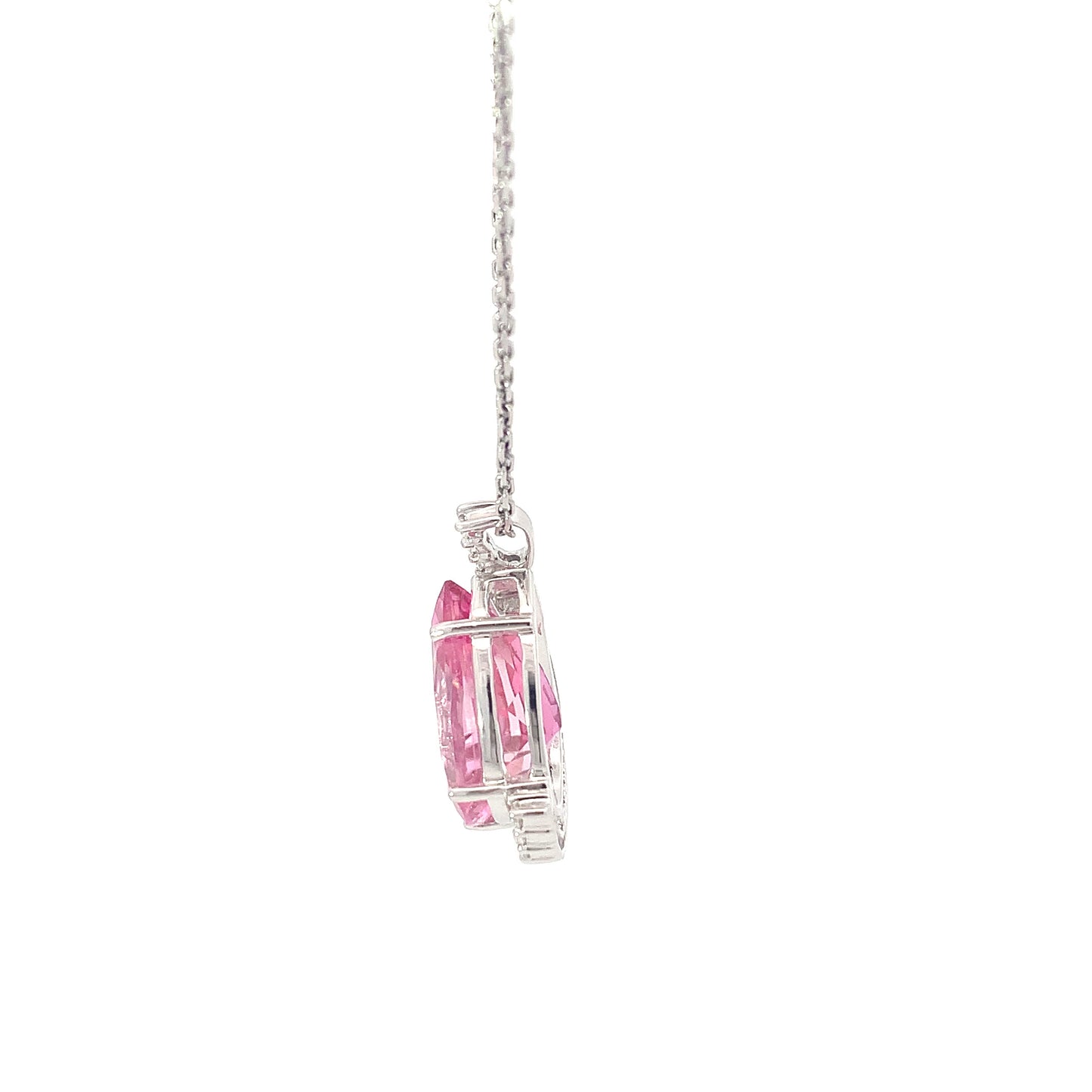 Necklace Diamond and Topaz Pearshape Pink