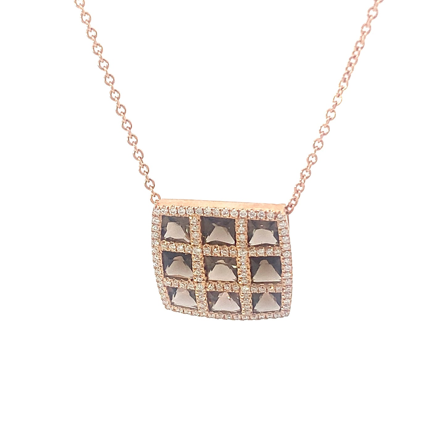 Necklace Diamond ans Quartz Square