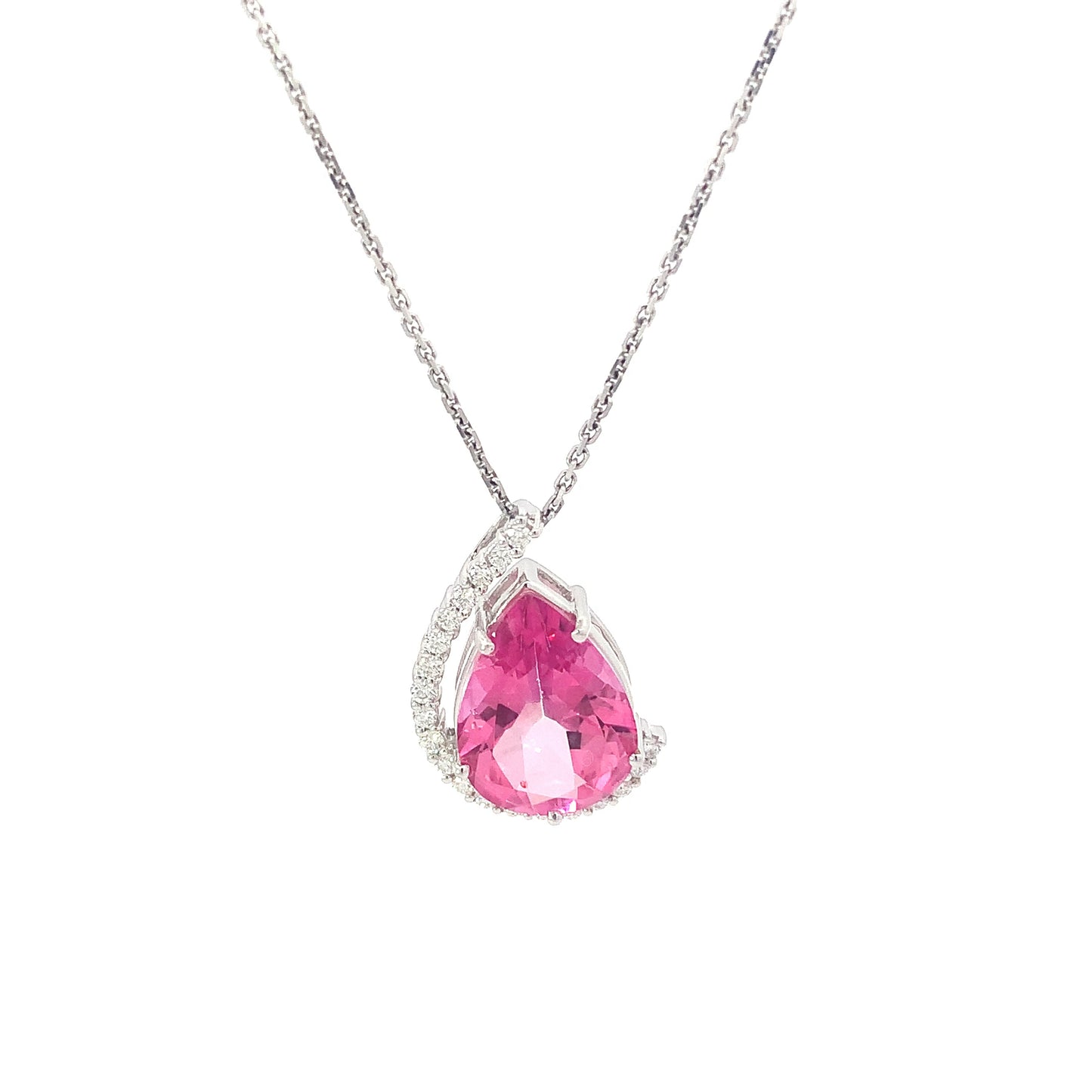 Necklace Diamond and Topaz Pearshape Pink