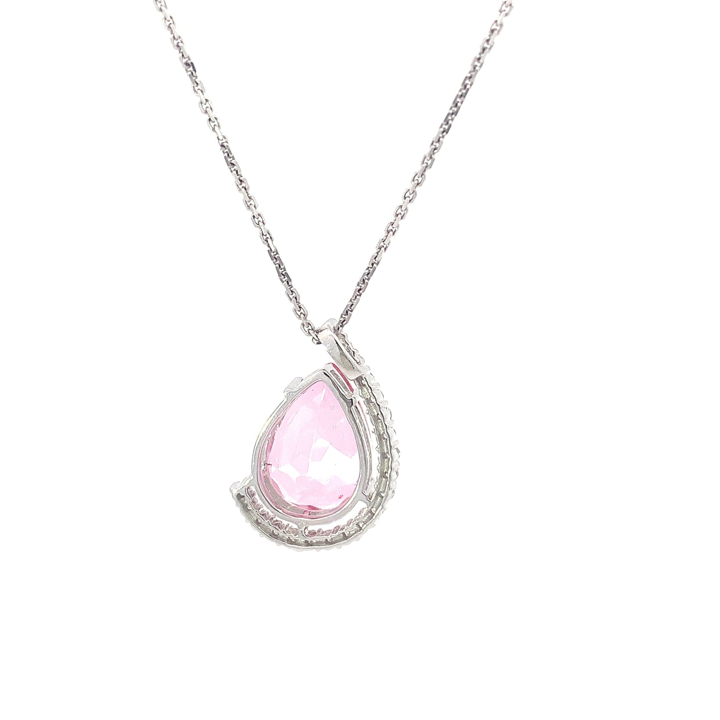 Necklace Diamond and Topaz Pearshape Pink