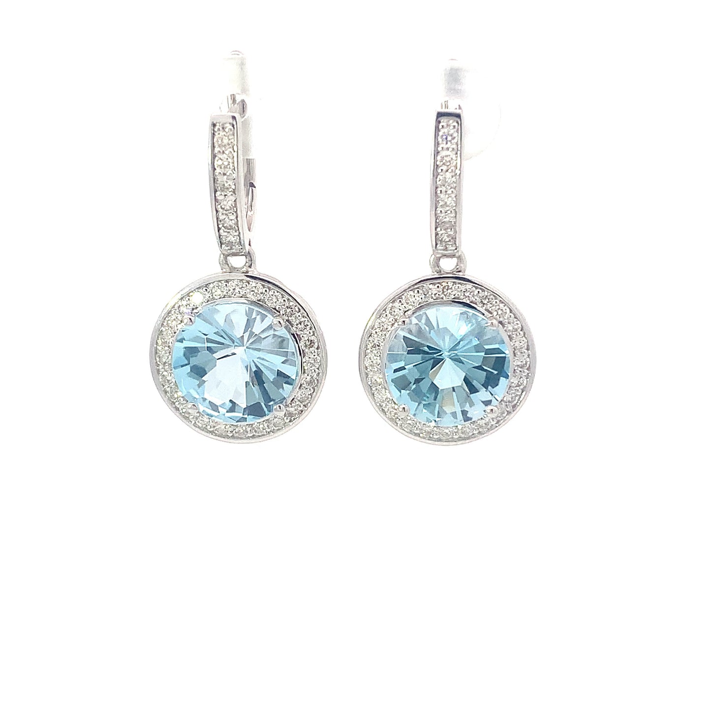 Earrings Diamond and Topaz blue