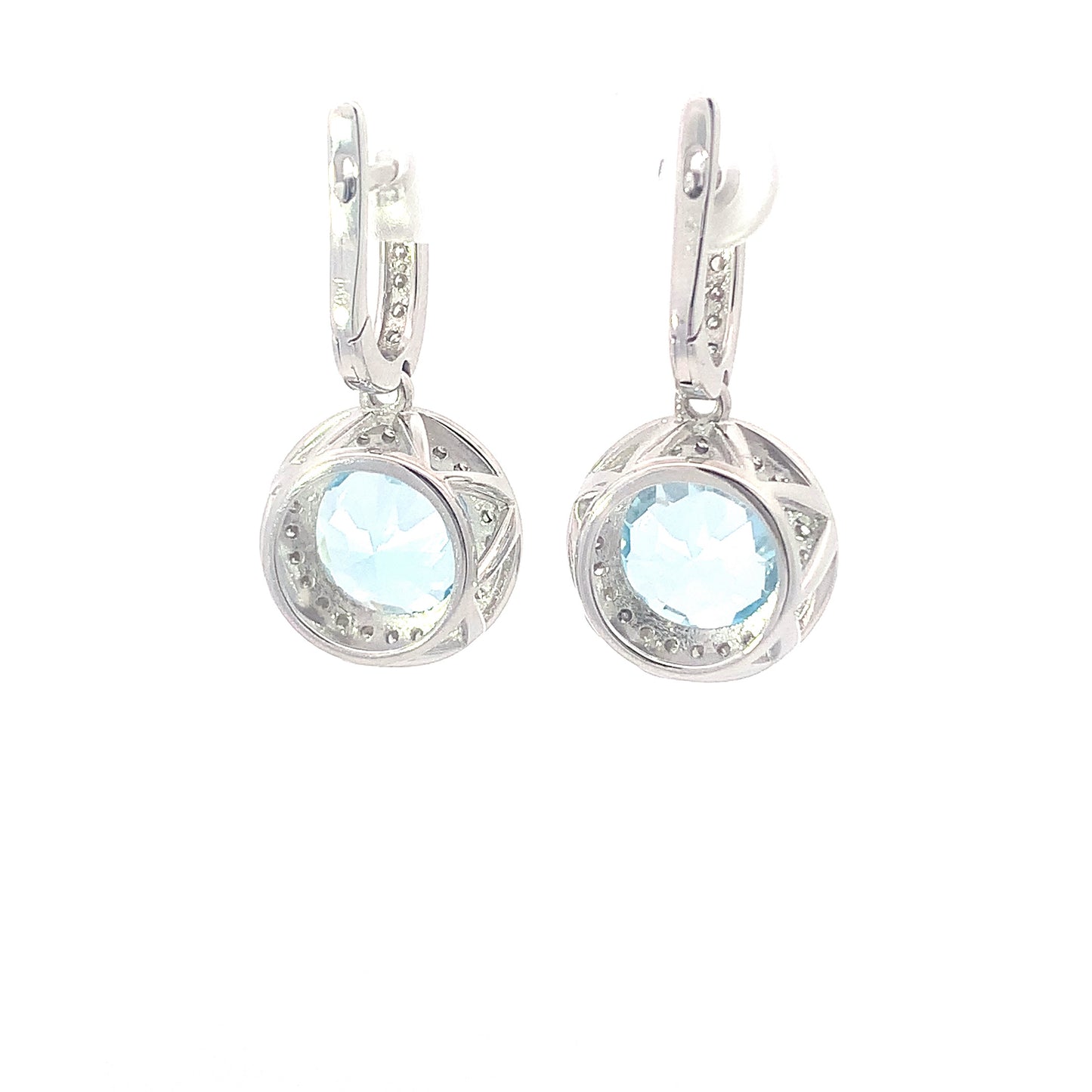 Earrings Diamond and Topaz blue