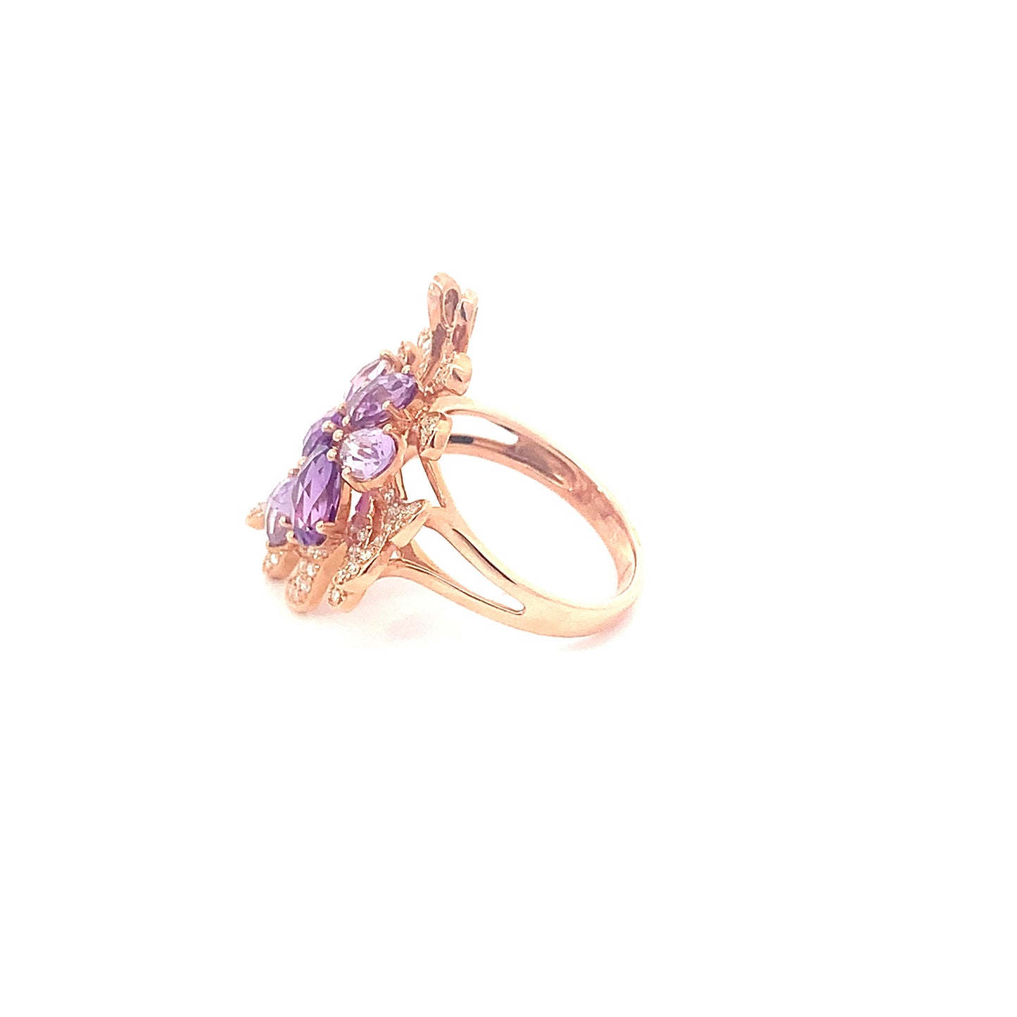 Rings Diamond and Amethyst flower